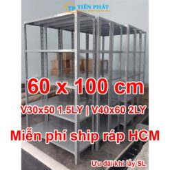 Kệ sắt v lỗ: Dài 1m x Rộng 0.6m gồm 3 tầng, 4 tầng, 5 tầng, 6 tầng Mâm 60x100cm [Tặng chống trầy]