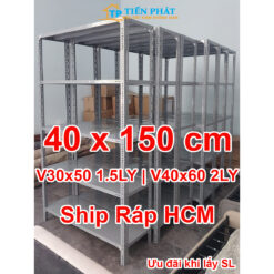 Kệ sắt v lỗ: Dài 1.5m x Rộng 0.4m gồm 3 tầng, 4 tầng, 5 tầng, 6 tầng Mâm 40x150cm [Tặng chống trầy]